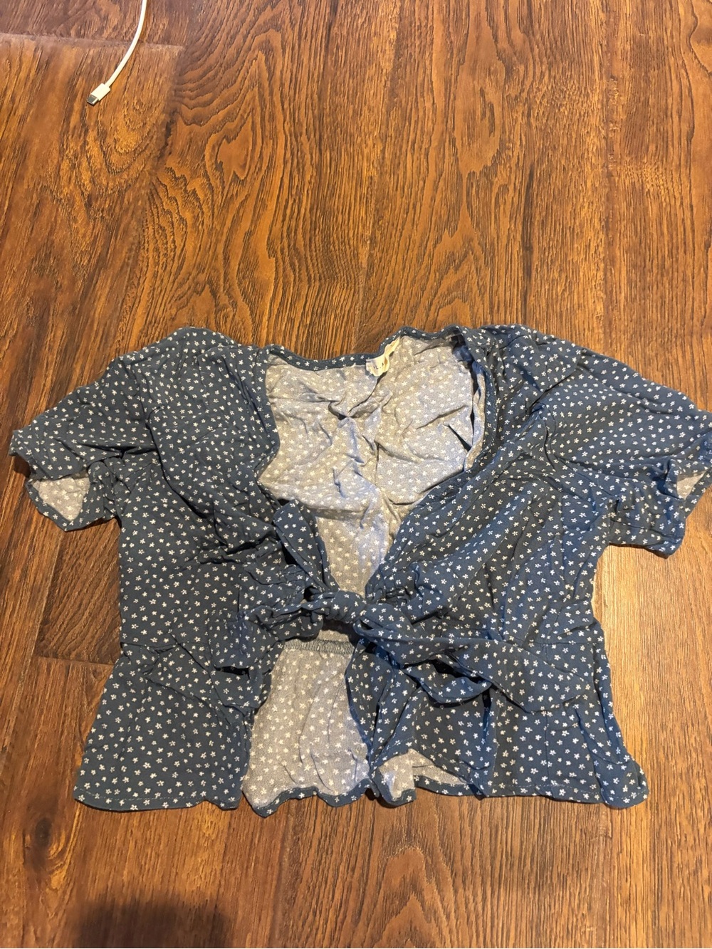 La Hearts Blue Star-Print Tie-Front Top
